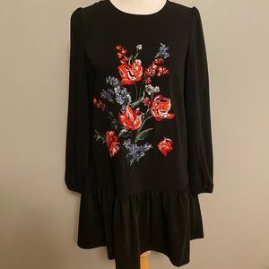 Black embroidered mini dress/tunic